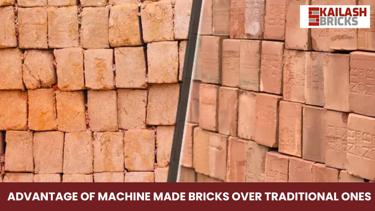 Comparison between traditional hand-made bricks and machine-made bricks produced by Kailash Bricks.